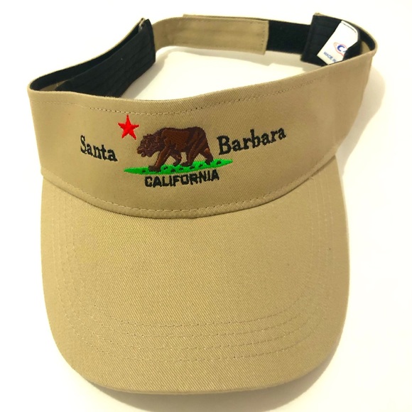 Sun Visor Santa Barbara California Khaki Velcro adjustable Sun Protection Tan CA - Picture 1 of 4